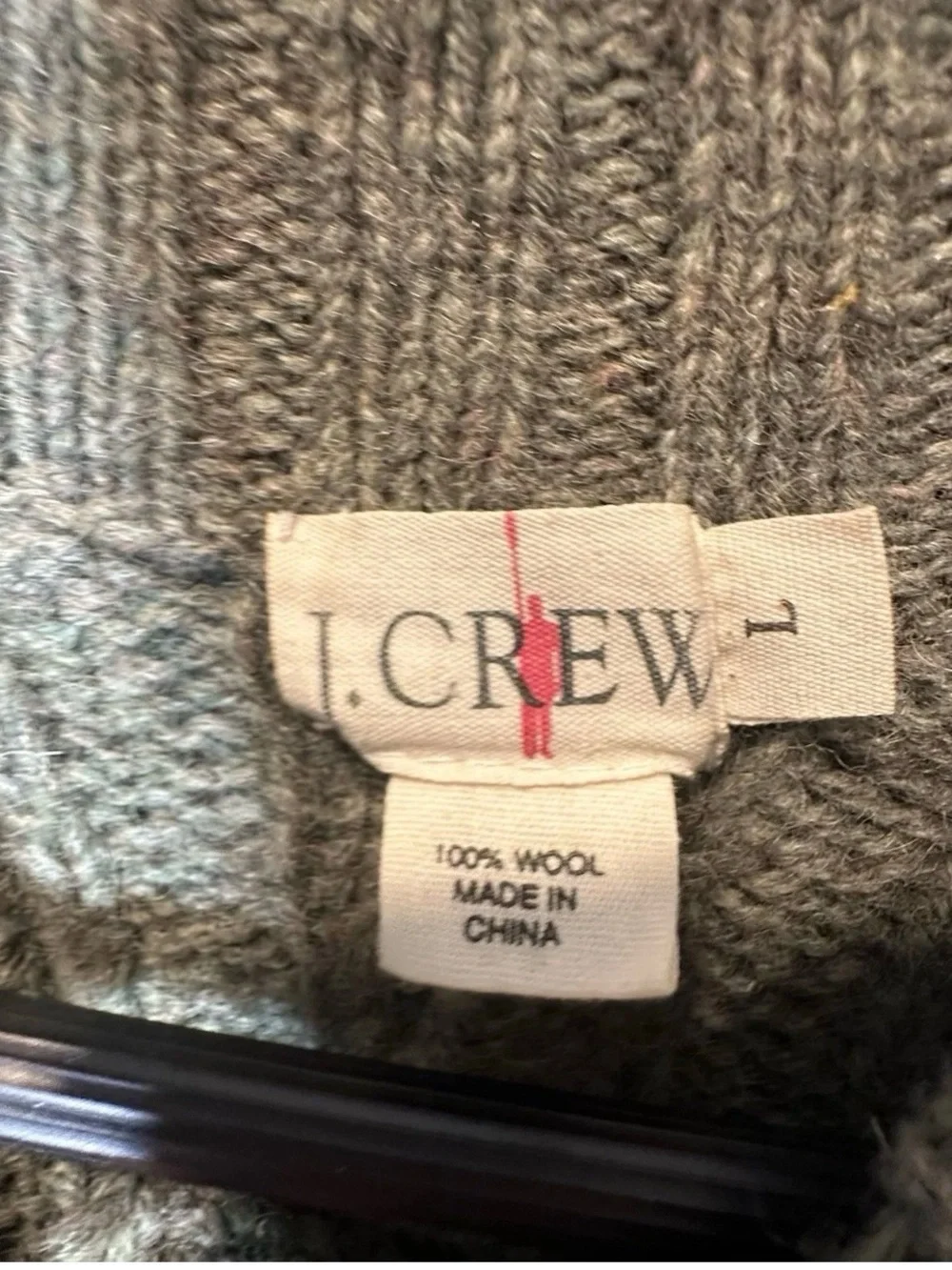 VTG  J Crew Mens Cable Knit Sweater Green Wool Heavy Chunky Fisherman Size L